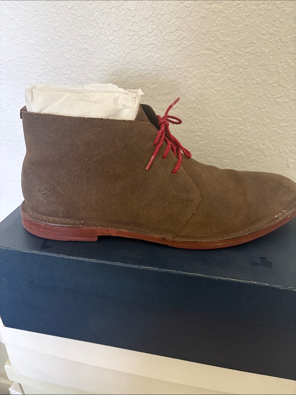 Cole Haan Brown Suede Chukka Boots with Red Laces